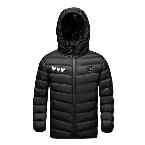 Hpgjzj Heated Jacket for Kids Hooded Heated Jackets Long Sleeve Heated Coat Winter Warm Outwear Electric Body Warmer Heating Coats