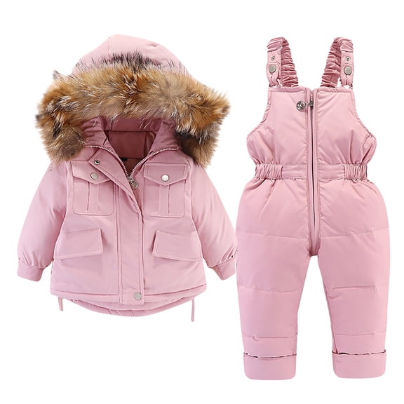 Hpgjzj Kids 2-Piece Snowsuit Toddler Baby Boys Girls Winter Wear Down Jacket Ski Jacket & Snow Bib Pants Ski Suit, 1-6 Years
