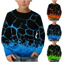 Hpgjzj Kids Cool Flame Printed Tee Shirts - Loose Crewneck Long Sleeve Tops for Boys and Girls Trendy Pullover Cute T-Shirt