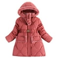 thumbnail image 1 of Hpgjzj Kids Girls Winter Warm Fleece Lined Jacket Coat Faux Hooded Puffer Coats Soft Thicken Overcoat, 1 of 4