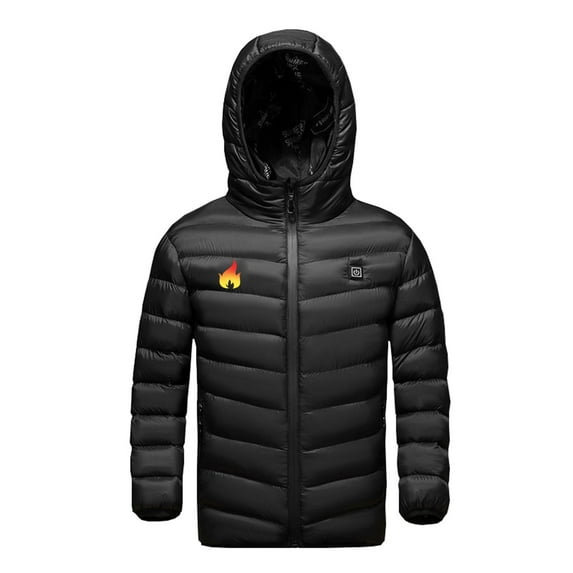 Hpgjzj Kids Heated Jacket with Hood, Boys Girls Winter Hooded Heated Coats USB Electric Heated Jackets Windproof Heated Coat