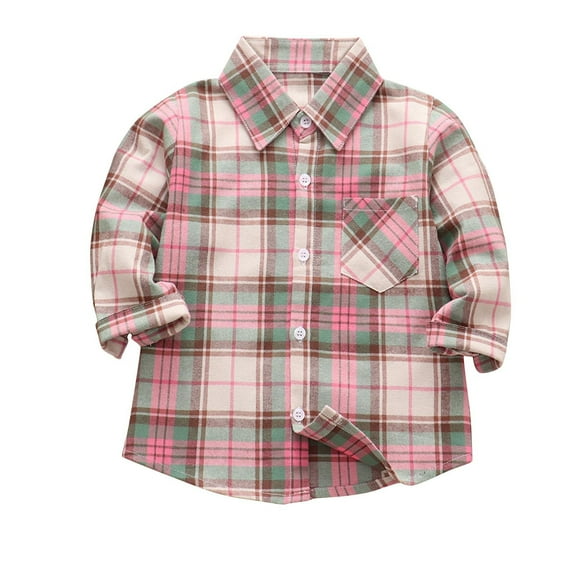Hpgjzj Kids Little Boys Girls Baby Long Sleeve Button Down Red Plaid Flannel Shirt Plaid Girl Boy Western Shirts