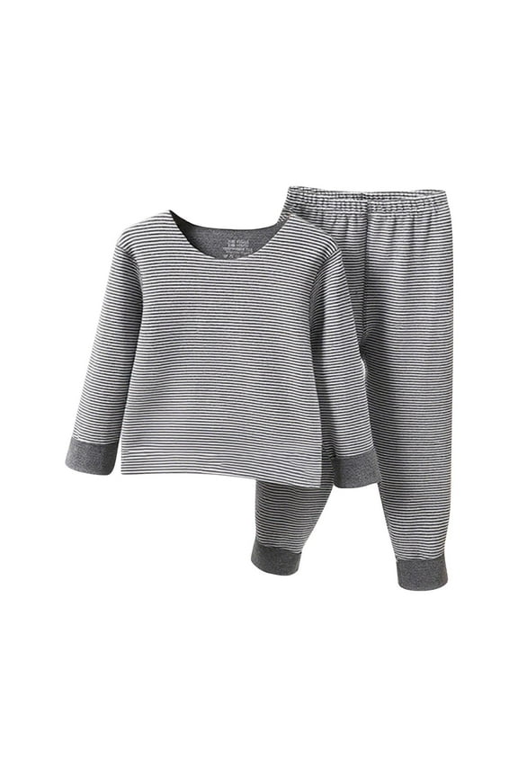 Kids Thermal Underwear Set Toddler Winter Base Layer Ultra Soft Striped Print Long Johns for Little Big Boys Girls