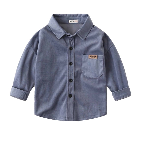 Hpgjzj Kids Toddler Boys Corduroy Solid Color Shirts Long Sleeve Button Down Lapel Shirts Tops Fall Casual Clothes