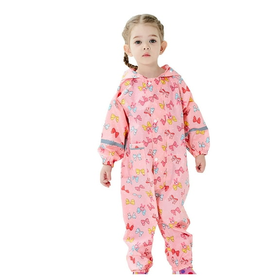 Hpgjzj Kids Toddler Rain Suit for boys girls One Piece Hoodie Full Zipper Waterproof Rain Jacket 1-10 years