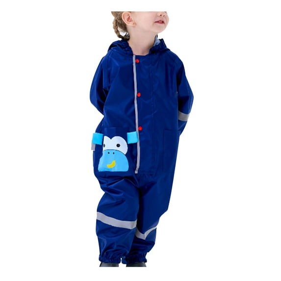 Hpgjzj Kids Toddler Rain Suit for boys girls One Piece Hoodie Full Zipper Waterproof Rain Jacket 1-10 years