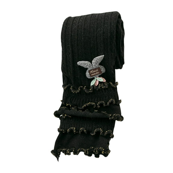 Hpgjzj Little Baby Girls Knit Footless Tights with Ruffle Cute Cartoon Pattern Ankle Length Leggings for Kids