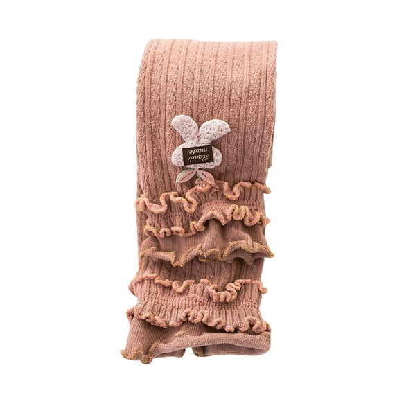 Hpgjzj Little Baby Girls Knit Footless Tights with Ruffle Cute Cartoon Pattern Ankle Length Leggings for Kids