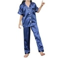 thumbnail image 1 of Hpgjzj Pajamas Kid Unisex Pjs Set Girls Boys Silk Pajamas Set Satin Long Sleeve 2 Piece Clasic Sleepwear for 2-12 Years Toddler, 1 of 6
