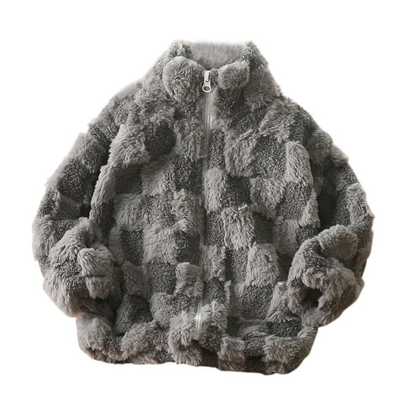 Hpgjzj Toddle Girl's Zip Up Fuzzy Fleece Jacket Warm Teddy Coat Outerwear