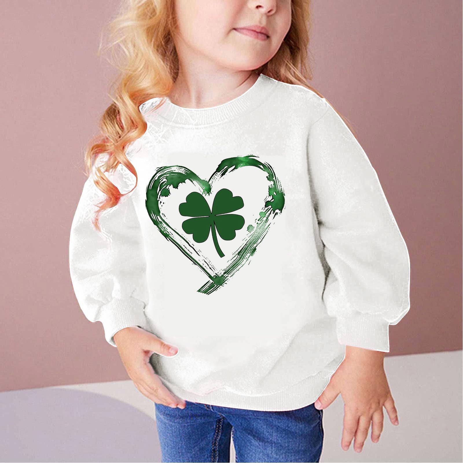Toddler Girl St. Patrick's Day Outfit - Little Lucky Charm Sweatshirt & Clover Pants 2-Piece Set