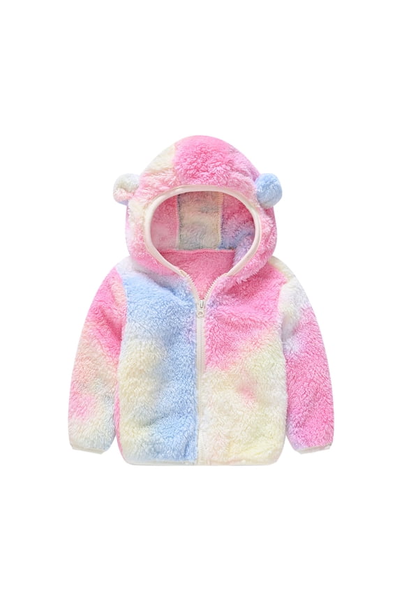 Toddler Girls Boys Fleece Hoody Jacket Zip Up Teddy Coat Cute Solid Color Warm Winter Outwear 2024