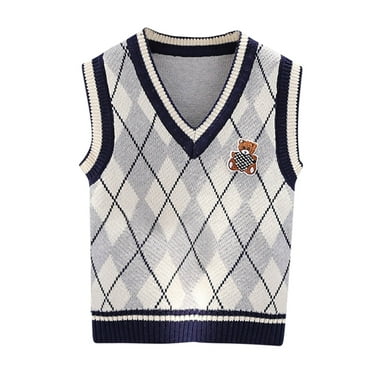 Hpgjzj Unisex Baby Sweater Vest Knitted Soft Uniform Cotton V-Neck Sleveeless Waistcoat Vest