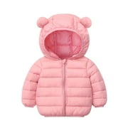Hpgjzj Winter Down Coats for Kids Baby Boys Girls Light Puffer Padded Jacket Bear Hoods Infant Outerwear 6 Months-7 Years