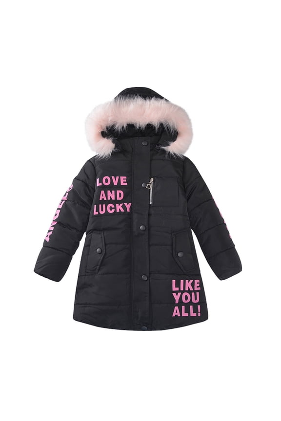 Winter Warm Coat, Girl Boy Hooded Windproof Jacket, Winter Jacket Hooded Thickened Warm Snowsuit Coat Parka Outerwear