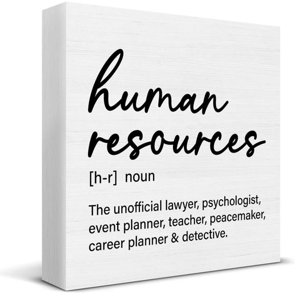 Hr Office Decor, Hr Office Desk Signs Rustic Human Resources Definition Wood Sign Office Decorations For Desk Shelf Table Desktop 7x7 Inch