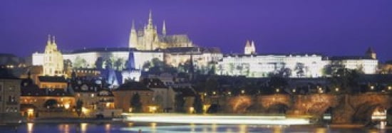 Hradcany Castle and Charles Bridge Prague Czech Republic Canvas Art - Panoramic Images (36 x 12)