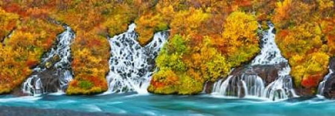 Hraunfossar Waterfall Iceland Canvas Art - Frank Krahmer (10 x 20)