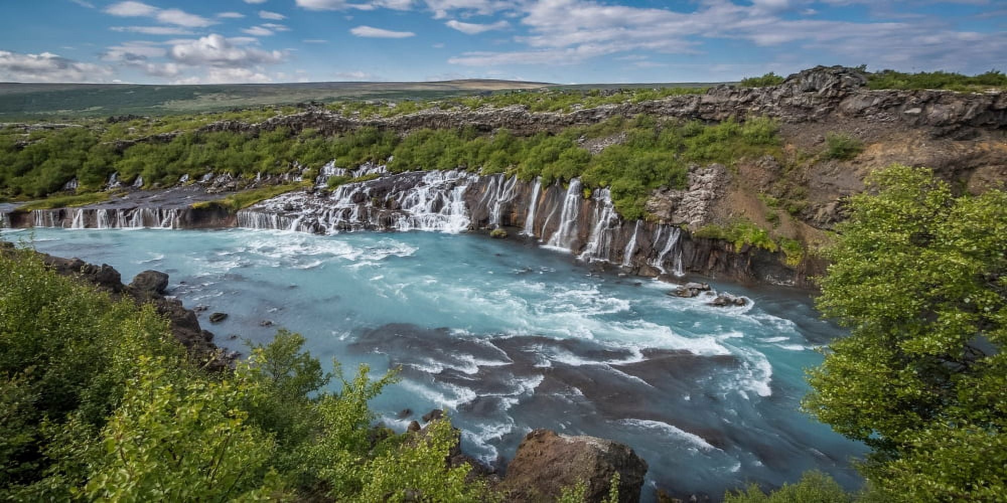 Hraunfossar waterfall Borgarfjordur Iceland Canvas Art - Panoramic Images (9 x 27)