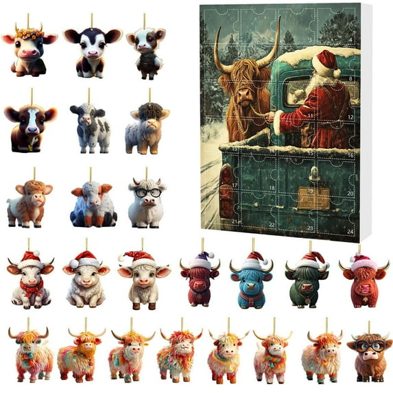 Hristmas Cow Advent Calendar, Cebalnir 24 Days of Christmas Countdown Calendar - Kid Adults Advent Calendar for Boys Girls Teens Christmas Presents for Kids