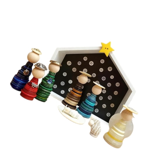 Hristmas Nativity Scene Decors Craft Button Kits Christmas Ornament Making Kits