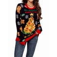 thumbnail image 1 of Hristmas Sweaters for Women Cute Fuzzy Funny Wintertime and Holiday Parties Knitted Pullover Sweater LED Blue XL, 1 of 10