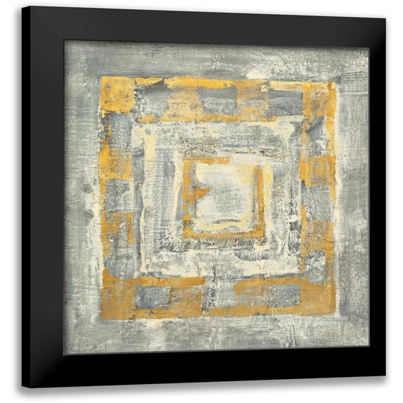 Hristova, Albena 12x12 Black Modern Framed Museum Art Print Titled - Gold Tapestry II Gold and White