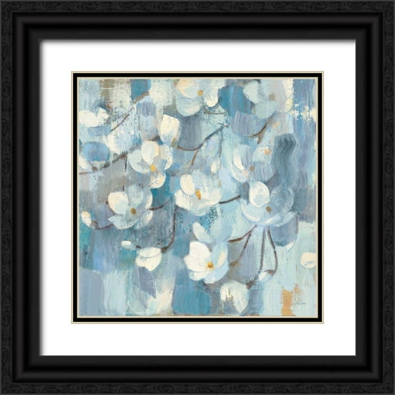 Hristova, Albena 12x12 Black Ornate Wood Framed with Double Matting Museum Art Print Titled - Magnolias in Spring I
