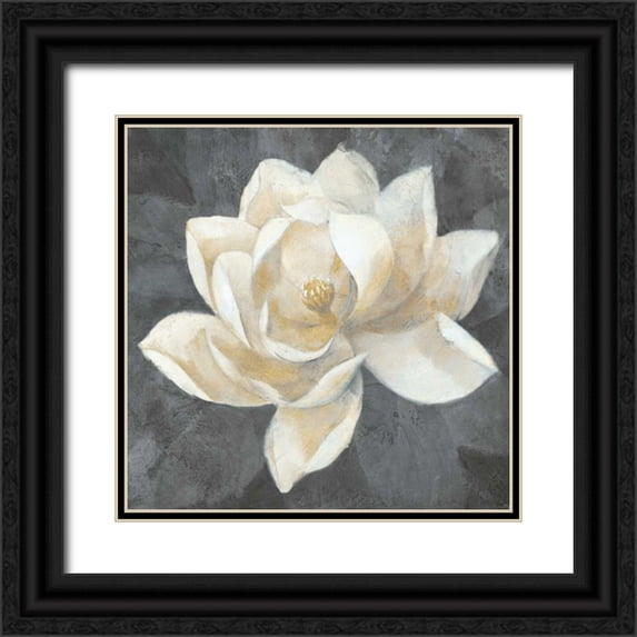 Hristova, Albena 12x12 Black Ornate Wood Framed with Double Matting Museum Art Print Titled - Majestic Magnolia Neutral Sq