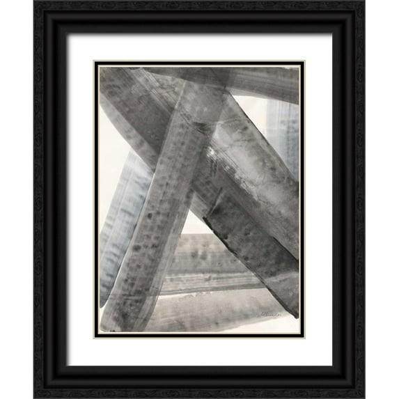 Hristova, Albena 12x14 Black Ornate Wood Framed with Double Matting Museum Art Print Titled - Under the Bridge II Blue Gray