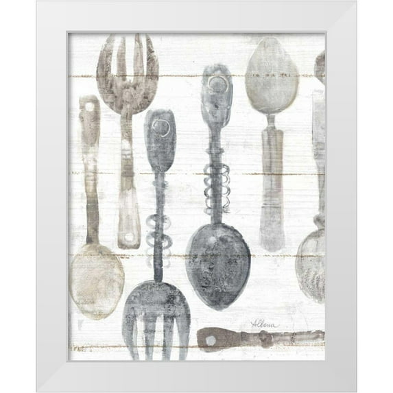 Hristova, Albena 12x14 White Modern Wood Framed Museum Art Print Titled - Spoons and Forks II Neutral