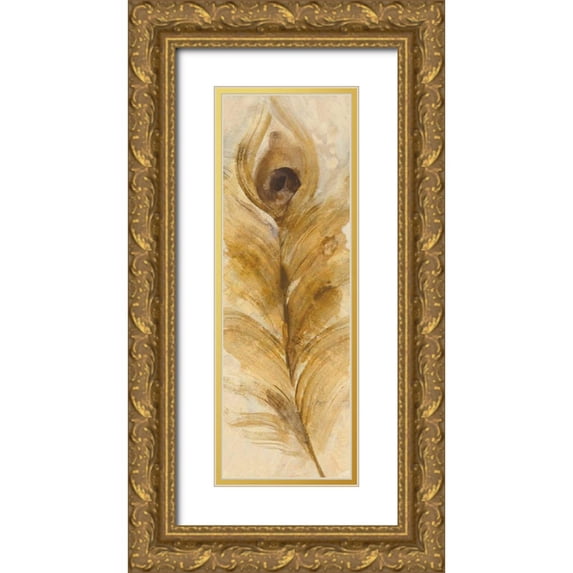 Hristova, Albena 13x32 Gold Ornate Wood Framed with Double Matting Museum Art Print Titled - Feather Toss Single Feather