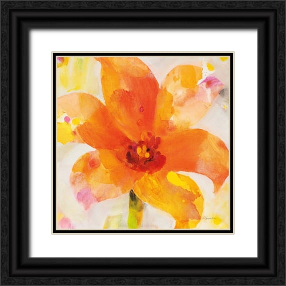 Hristova, Albena 15x15 Black Ornate Wood Framed with Double Matting Museum Art Print Titled - Bright Tulips II