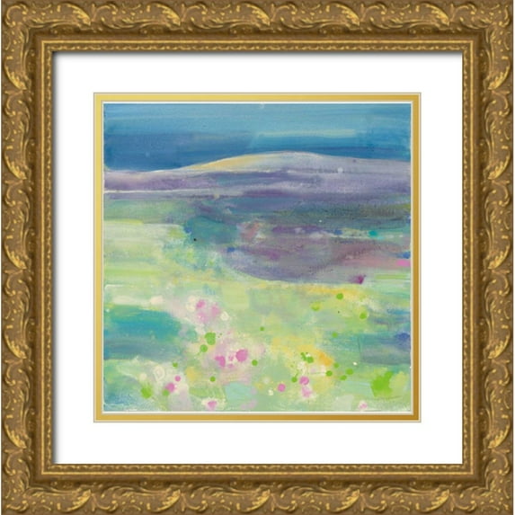 Hristova, Albena 15x15 Gold Ornate Wood Framed with Double Matting Museum Art Print Titled - Lavender Fields