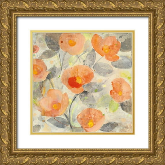 Hristova, Albena 15x15 Gold Ornate Wood Framed with Double Matting Museum Art Print Titled - Poppy Garden II