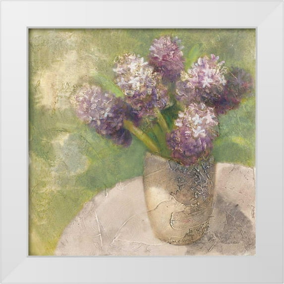 Hristova, Albena 15x15 White Modern Wood Framed Museum Art Print Titled - Purple Hyacinths in Vase Green