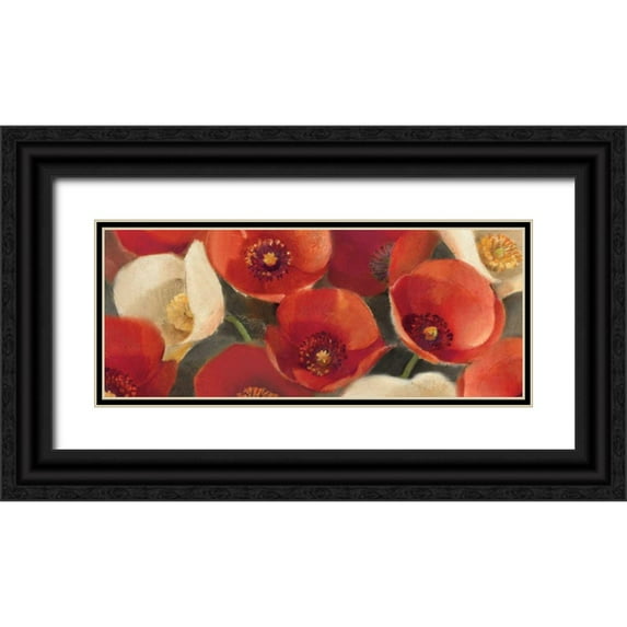 Hristova, Albena 18x10 Black Ornate Wood Framed with Double Matting Museum Art Print Titled - Poppies Bloom I
