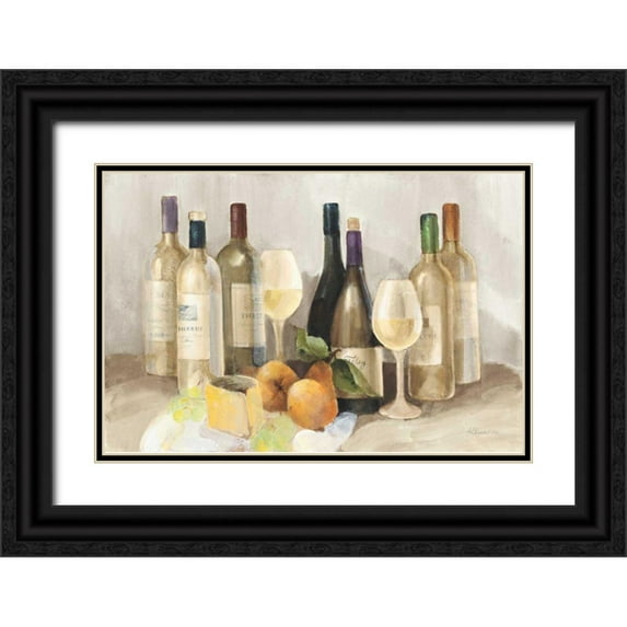 Hristova, Albena 18x13 Black Ornate Wood Framed with Double Matting Museum Art Print Titled - Wine and Fruit II v2 Light