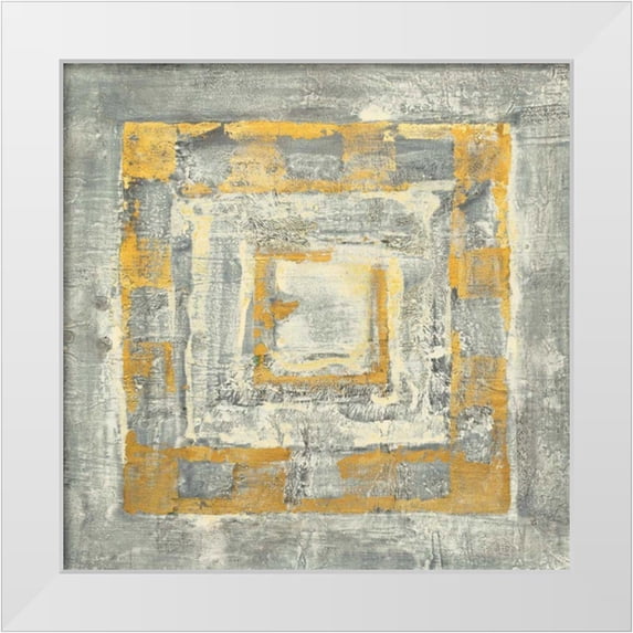 Hristova, Albena 20x20 White Modern Wood Framed Museum Art Print Titled - Gold Tapestry II Gold and White