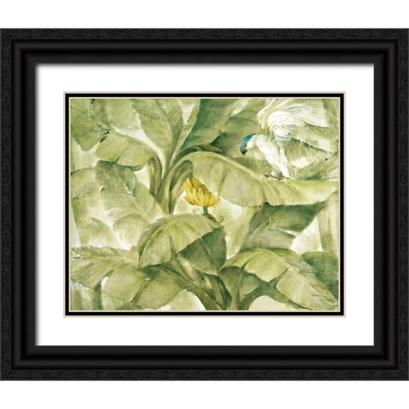 Hristova, Albena 24x20 Black Ornate Wood Framed with Double Matting Museum Art Print Titled - Tropical Canopy II Green