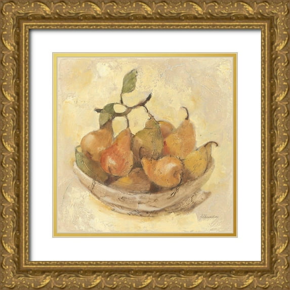 Hristova, Albena 26x26 Gold Ornate Wood Framed with Double Matting Museum Art Print Titled - Sunlit Pears Smooth