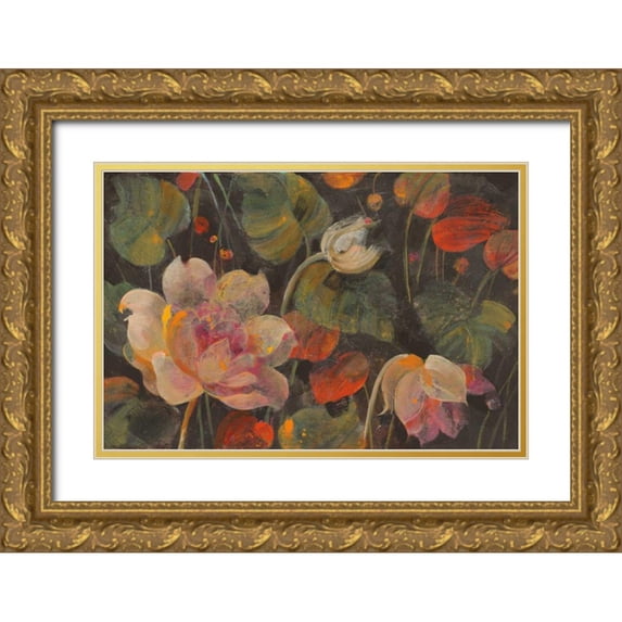 Hristova, Albena 32x23 Gold Ornate Wood Framed with Double Matting Museum Art Print Titled - Night Garden v2