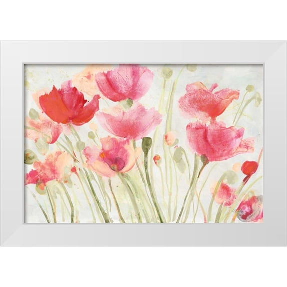 Hristova, Albena 32x23 White Modern Wood Framed Museum Art Print Titled - Blush Poppies