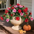 thumbnail image 1 of Hrobek Artificial Fake Flowers for Outdoors Decoration, 2PCS Faux Hibiscus Flowers for Outside Planters，Realistic Silk Plants with UV Resistant No Fade for Home Porch Garden Balcony Yard Decor C108, 1 of 3