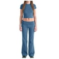 thumbnail image 1 of Hrsba 2 Piece Set for Women,Neck Short Sleeve Top Flare Pants Casual Summer Matching Outfits, 1 of 5