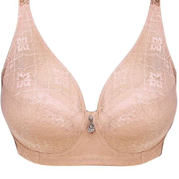 Hrsba Balconette Bra,Lace Plus Size Full Cup Wireless Breathable Daily Wear Bra