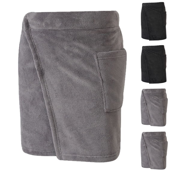 Hrsba BathRobe for Men,Solid Color Wearable Wrap Bathrobe With Pockets Fall Sleep Robe