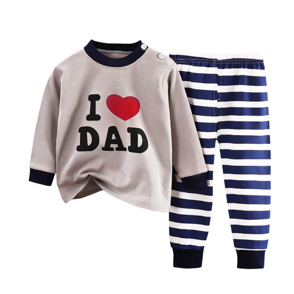 Hrsba Boys Cotton Outfit set Kids Print Long Sleeve Crew Neck Top and Long Pants Home Fall Outfit Set