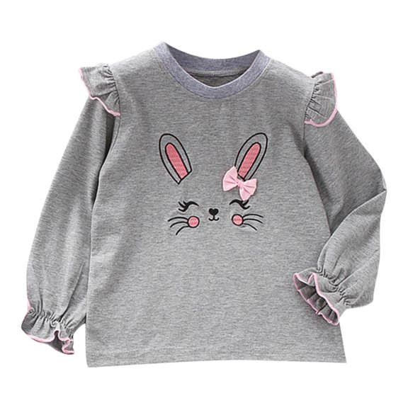 Hrsba Boys Girls Long Sleeve Kids Round Neck Shirt Unisex Fall Casual Shirt Print Long Sleeve Basic Layer Top For Girls 3-8 Years