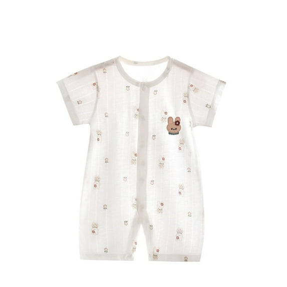 Hrsba Boys Girls Romper, Rompers For Boys Girls For 0-12 Month Newborns Seamless Print Short Sleeved Air Conditioning Sleepwear Outdoor Wear